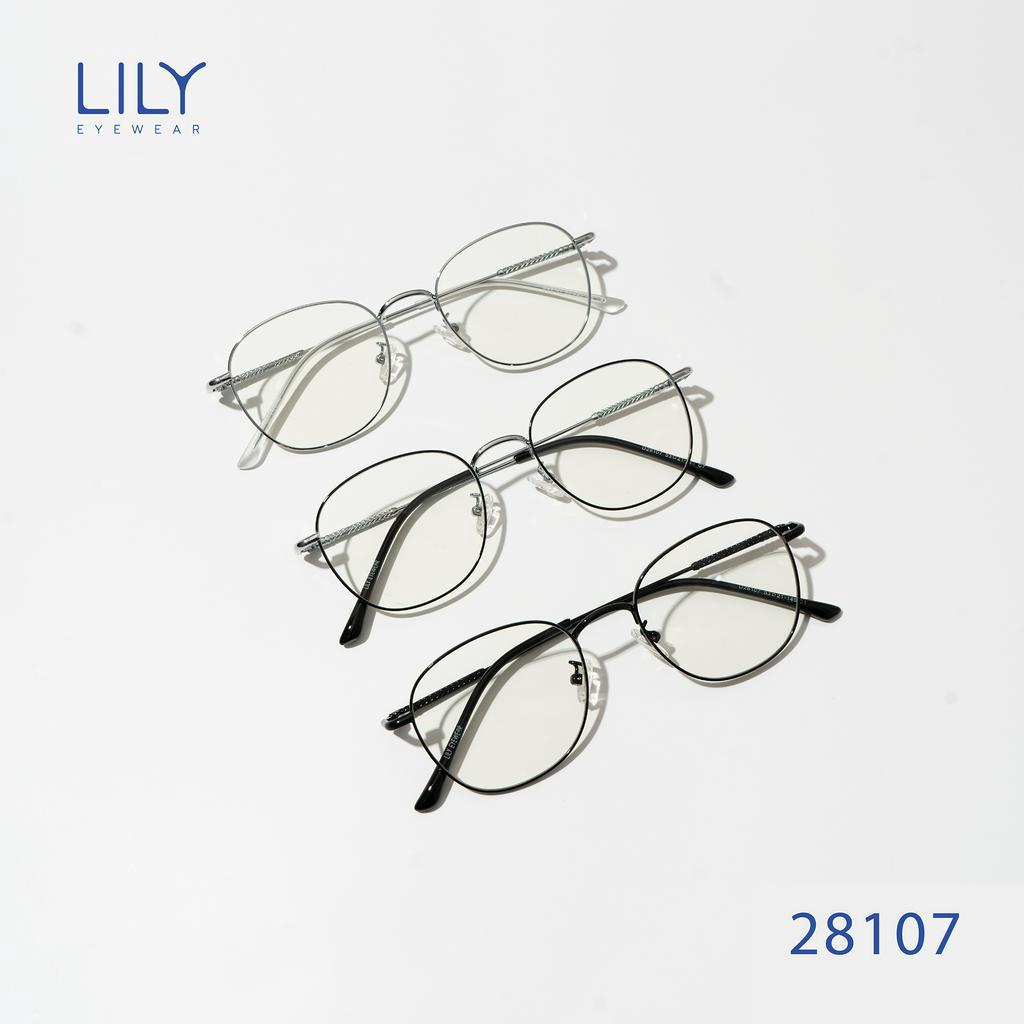 Gọng kính cận nam nữ Lilyeyewear mắt tròn chất liệu kim loại phụ kiện thời trang 2812307