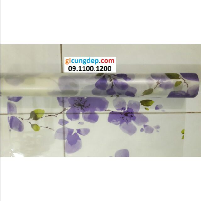 Decal dán kính/kiếng mờ hoa tím