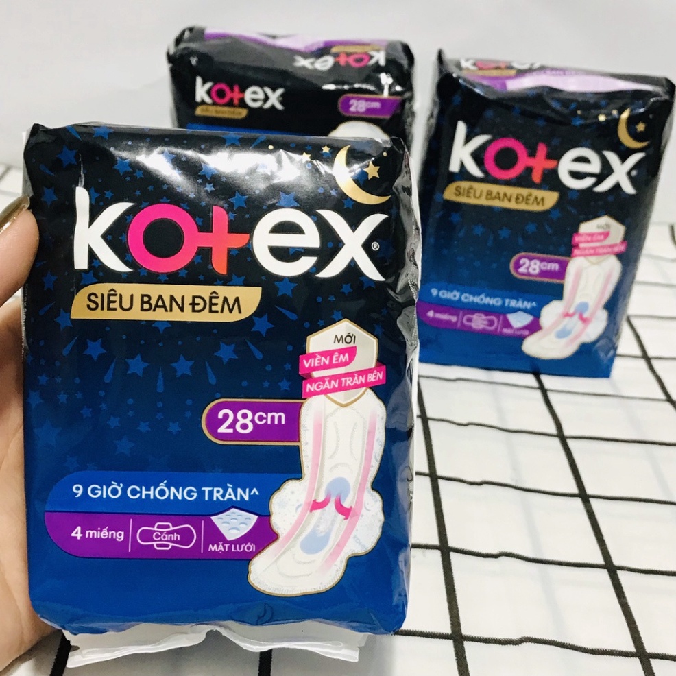 Băng Vệ Sinh Kotex Siêu Ban Đêm Có Cánh 28cm