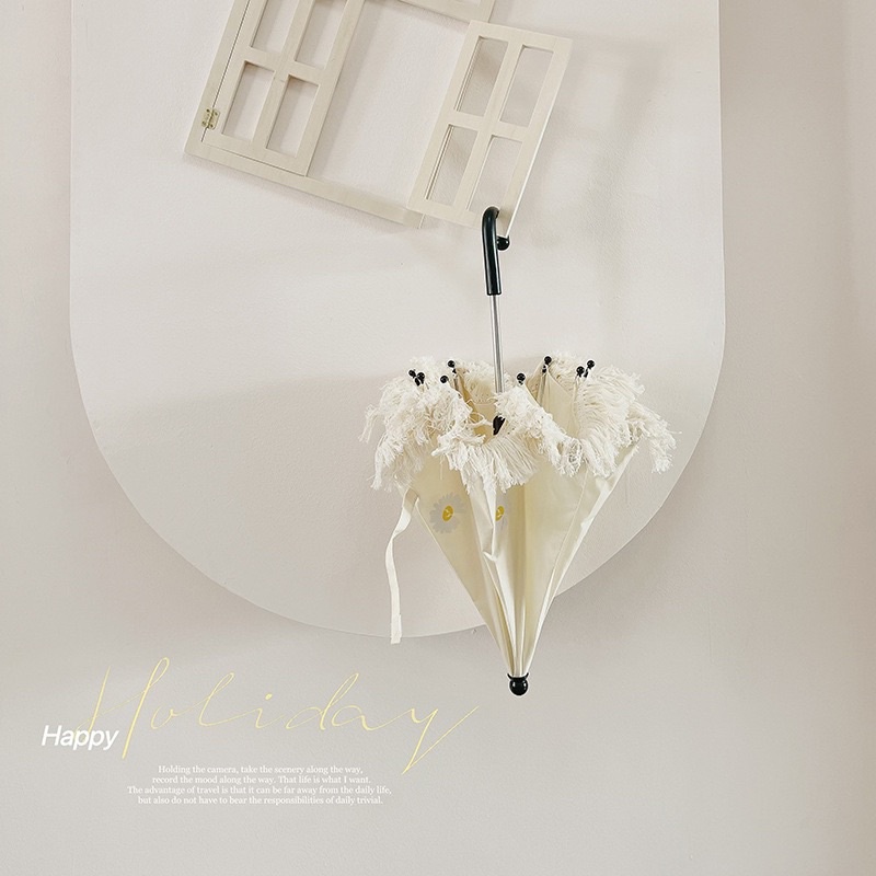 Ô Che Nắng Cầm Tay Viền Ren Cao Cấp Style Hàn Quốc Hình Gấu Thỏ Rất Xinh Cho Bé