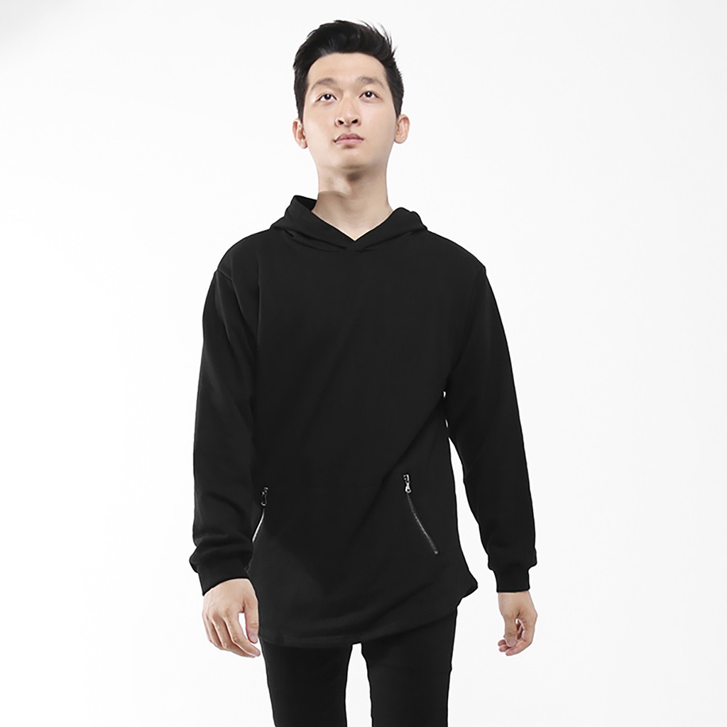 Áo Hoodie Đen Trơn Zipper