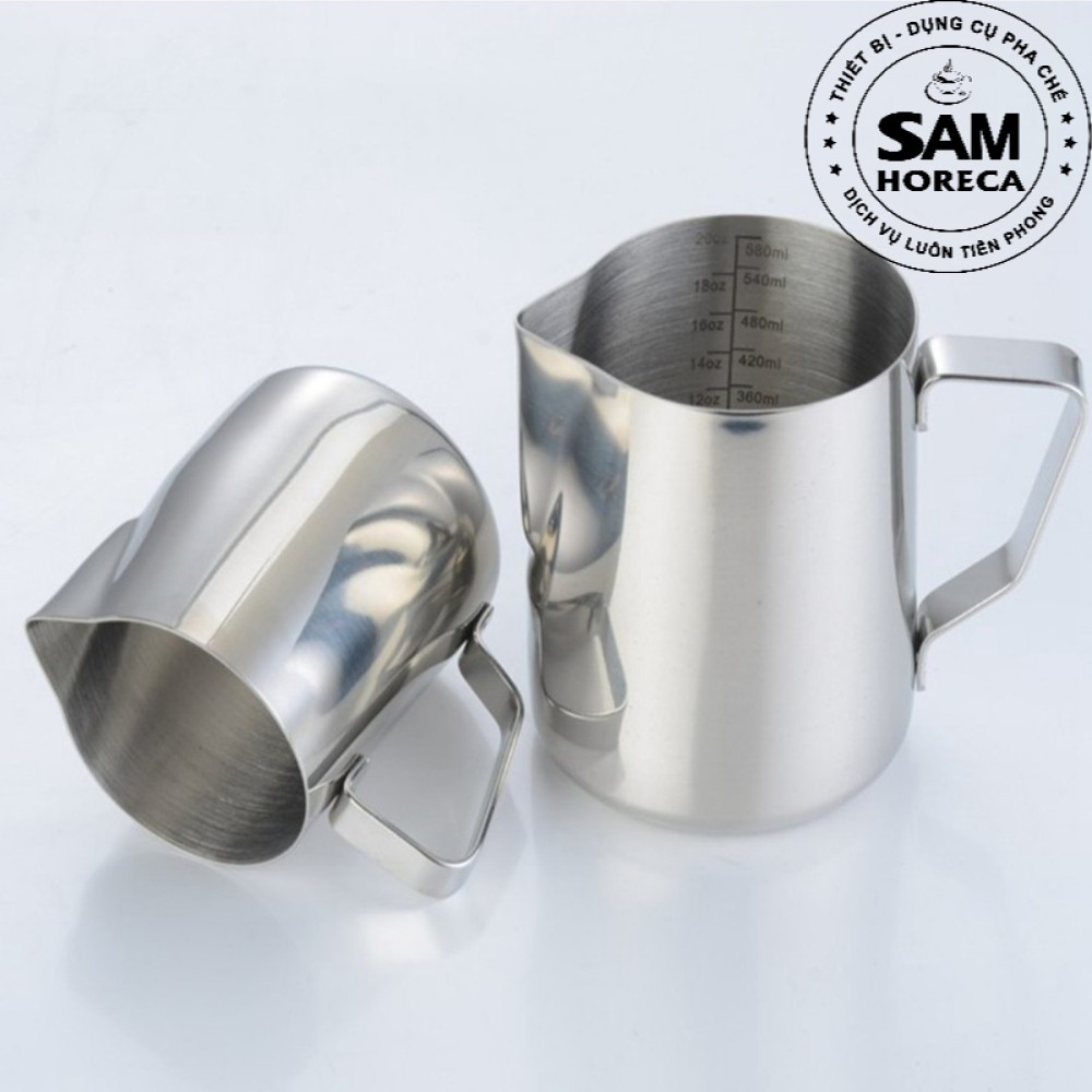 Ca Đánh Sữa Inox (Có Vạch Chia) 350ml - 600ml - 1000ml - SamHoreca