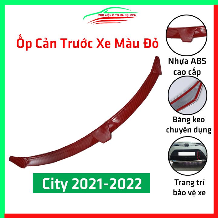 Ốp cản trước cho ô tô City 2021-2022 vân cacbon hai màu xanh, đỏ
