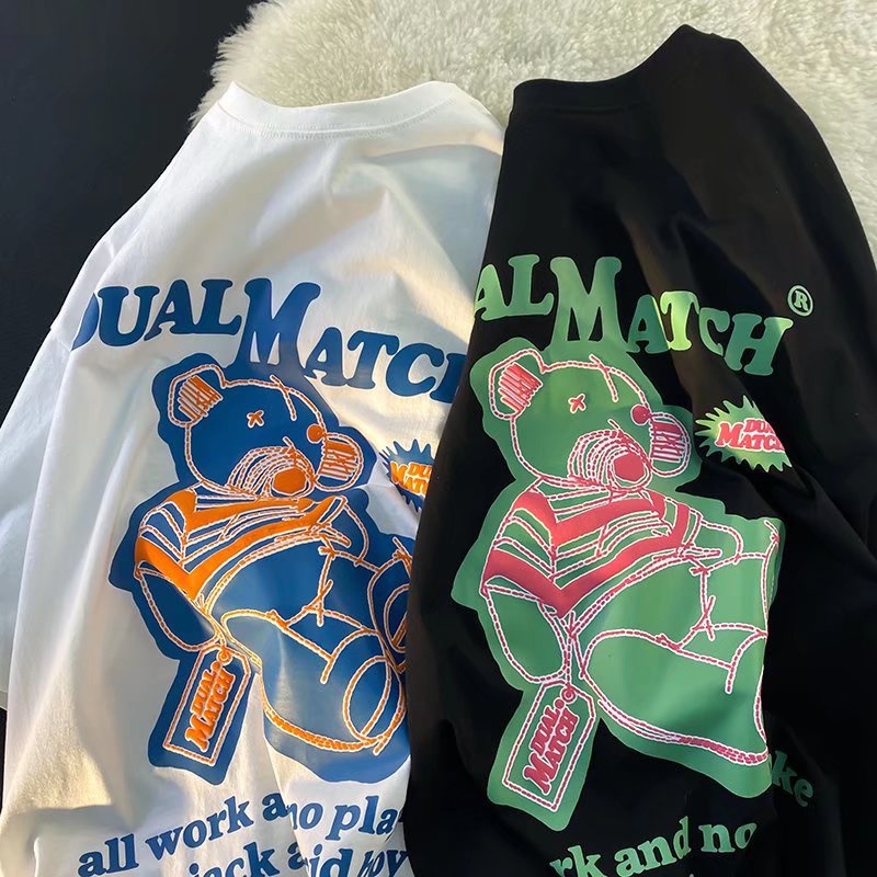 Áo Thun Tay Ngắn Dáng Rộng In Họa Tiết Hoạt Hình Phong Cách Hip Hop Thời Trang Mùa Hè Cho Nam Và Nữ