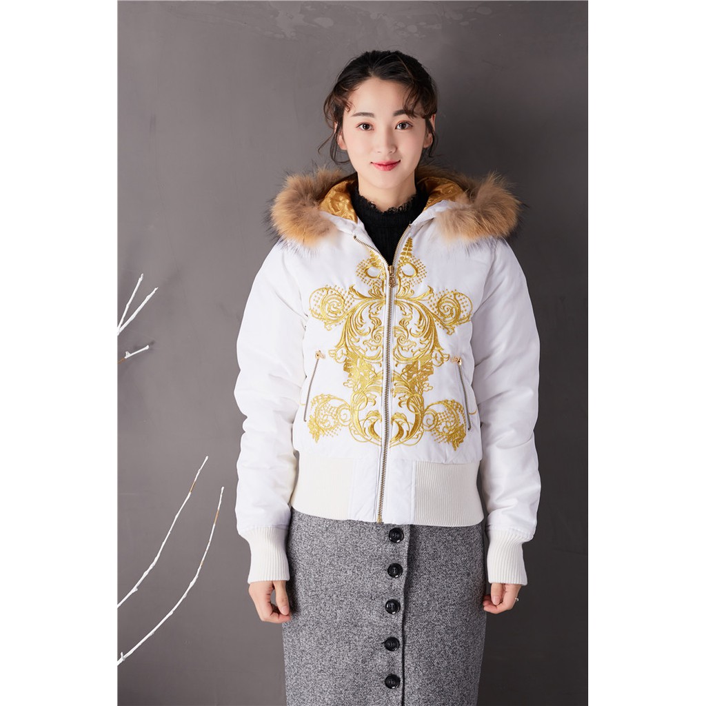 Áo khoác Bomber phao thêu (mũ lông) cực đẳng cấp và sang trọng