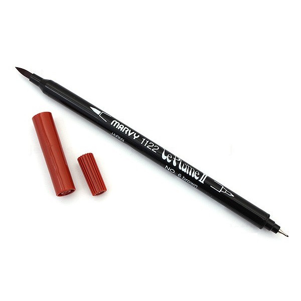 Bút lông đầu cọ viết calligraphy Marvy Le Plume II Double-Sided Watercolor Marker - Màu nâu (Brown - 6)