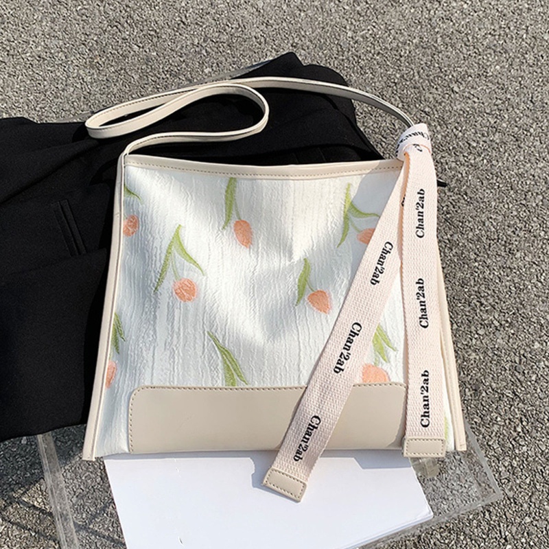 Túi Xách Tote Đeo Vai Cỡ Lớn Thêu Hình Hoa Tulip Cho Bạn Bè / Sinh Nhật / Valentine