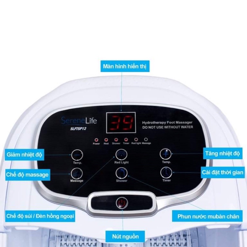 Máy ngâm chân nước nóng nhập khẩu Mỹ Serenelife SP12,con lăn tự động.Bảo hành 2 Năm