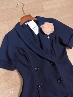 Váy xanh đen cổ vest