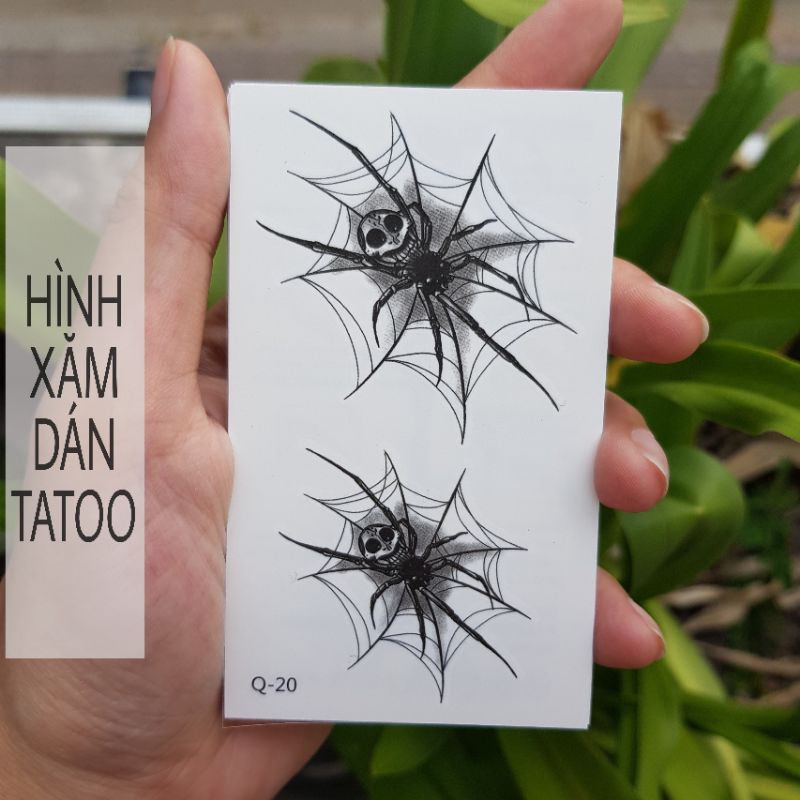 Hình xăm nhện giăng tơ q20. Xăm dán tatoo mini tạm thời, size <10x6cm