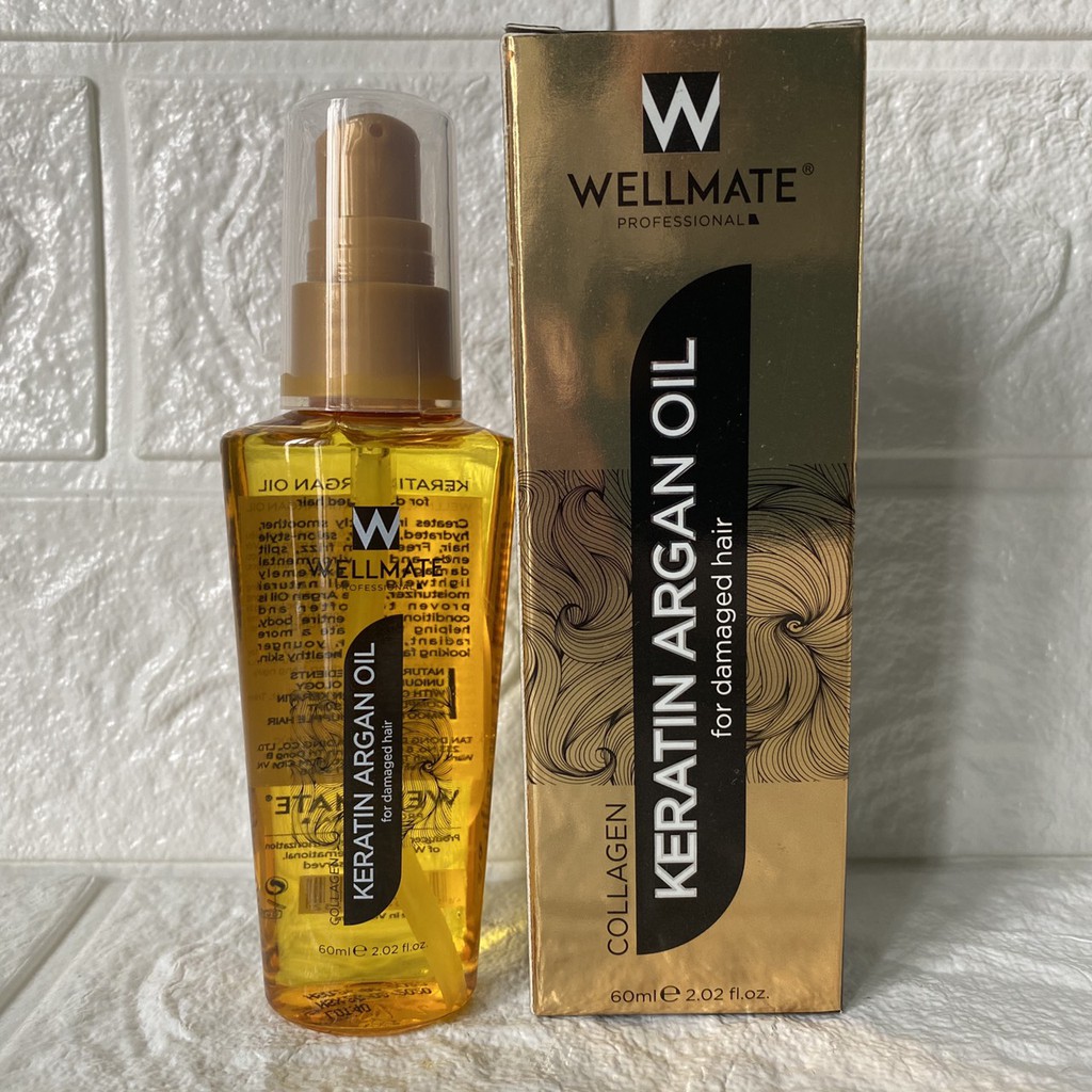 🌾Best Seller🎋Tinh Dầu Phục Hồi Tóc Wellmate Keratin Argan Oil 60ml (Vàng)