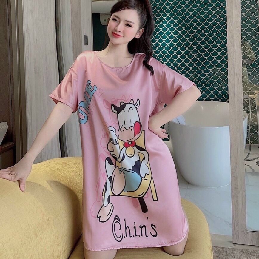 Váy Xinh Thiết Kế In 3D Sang Chảnh Chất Lụa Satin Loại 1 Mềm Nhẹ Mát