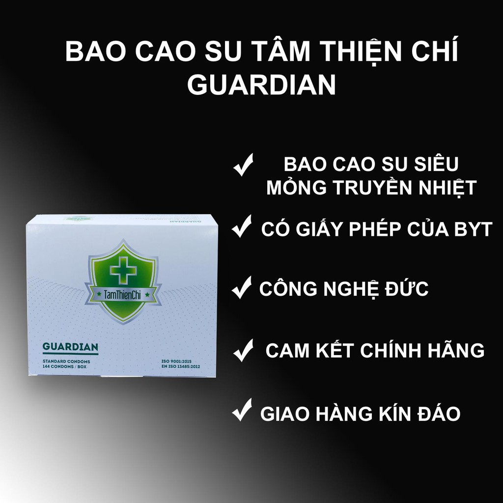 [ CHÍNH HÃNG ] - Bao cao su Tâm Thiện Chí Guardian siêu mỏng, truyền nhiệt, Ôm khít - 20 cái