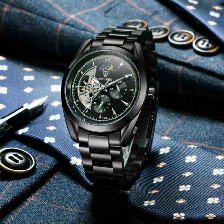 🔥Hàng Cực Xịn🔥 Đồng Hồ Nam - Đồng Hồ Cơ Tự Động TEVISE DHC650 Full Box Màu Đen Chính Hãng - Đẳng Cấp Doanh Nhân
