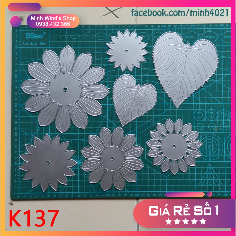 K137 - Khuôn Kim Loại Cắt Hoa Hướng Dương 3 Size