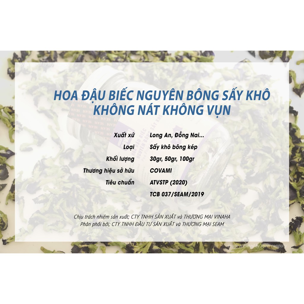 Trà hoa đậu biếc hữu cơ sấy khô nguyên bông không vụn nát hũ thuỷ tinh 100gr COVAMI | BigBuy360 - bigbuy360.vn