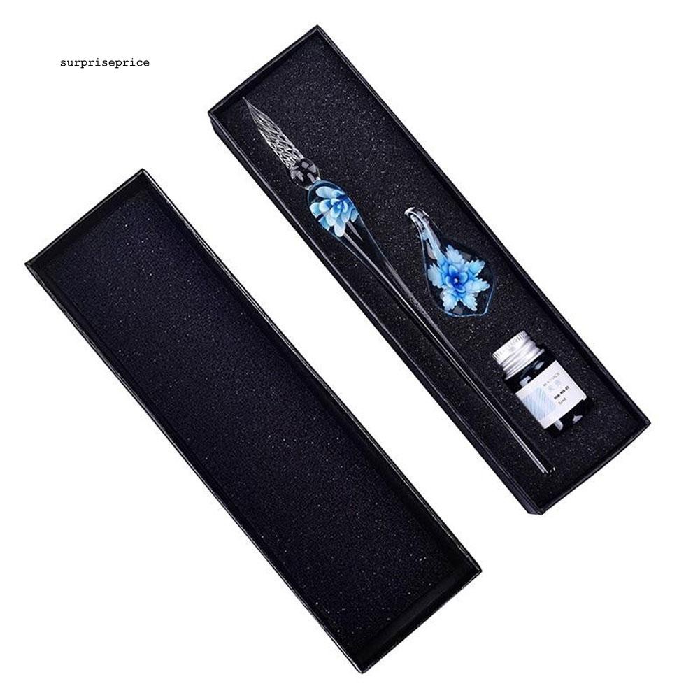 Bút thủy tinh có chi tiết hoa bằng thủy tinh cao cấp