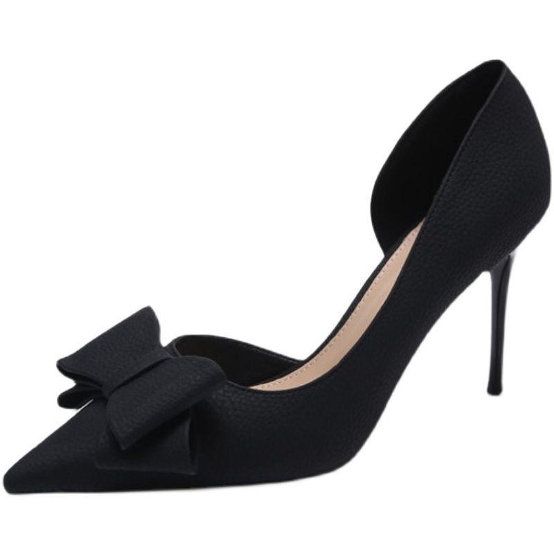 Giày Cao Gót Mũi Nhọn Thời Trang Mùa Hè Quyến Rũ Dễ Phối Đồ Dành Cho Nữ Đen