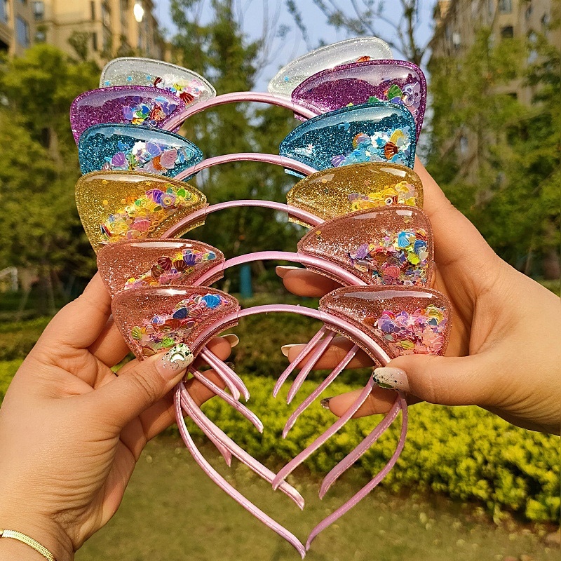 Cài bé kim tuyến trong suốt tai mèo 3 tim
