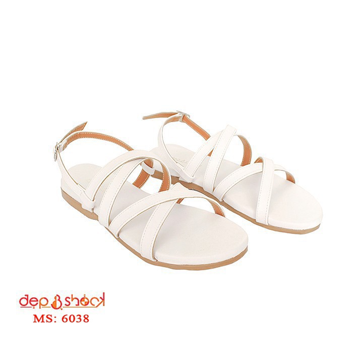 Sandal quai chéo big size thời trang đế bệt MS 6038