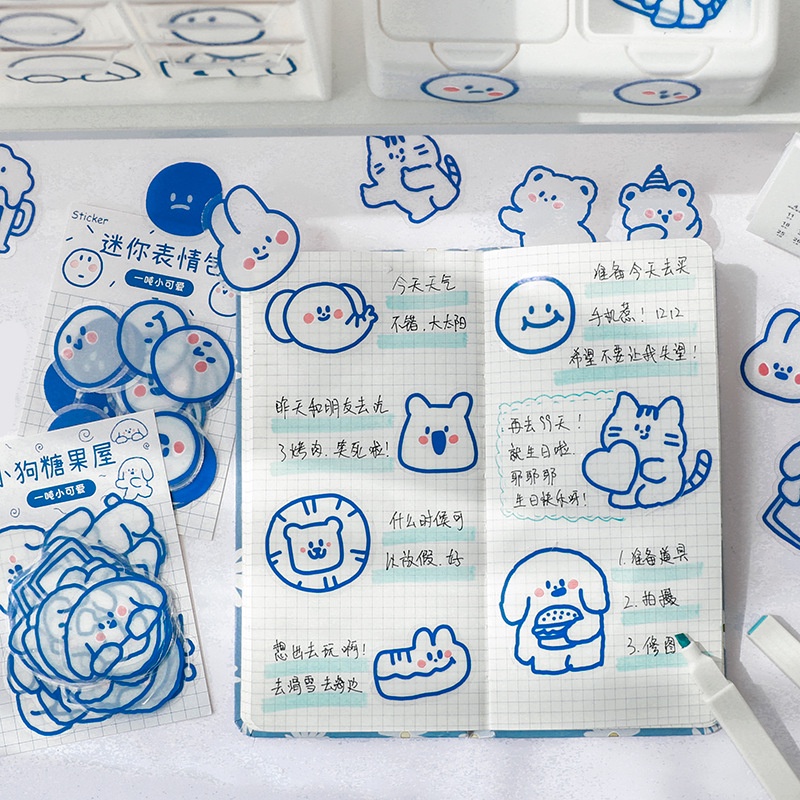 PeachBộ 40 Miếng Dán Hình One Ton Little Dễ Thương Dùng Trang Trí Sổ Tay/ Album Ảnh DIY