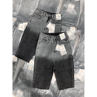 Quần jeans ngố lửng Xám Loang lưng cao, co dãn mạnh rẻ đẹp dành cho người béo BIG SIZE 60-90kg Moliruan 4096
