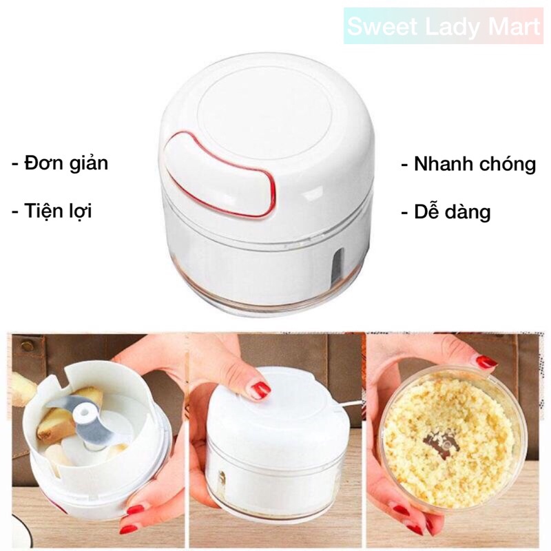 Xay Tỏi Ớt Gừng Hành Khô FOOD CHOPPER Chính Hãng - Dụng Cụ Nghiền Thực Phẩm Dây Rút Mini