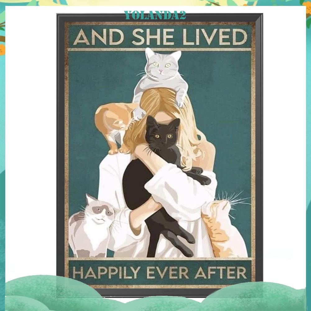 Tranh thêu chữ thập 11CT 3 sợi cotton hình mèo toàn diện