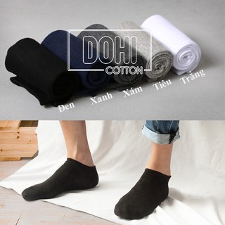 Vớ nam 100% cotton trơn cao cấp - tất bông tự nhiên cổ ngắn