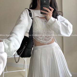 Cutout sweater - chân váy dập ly