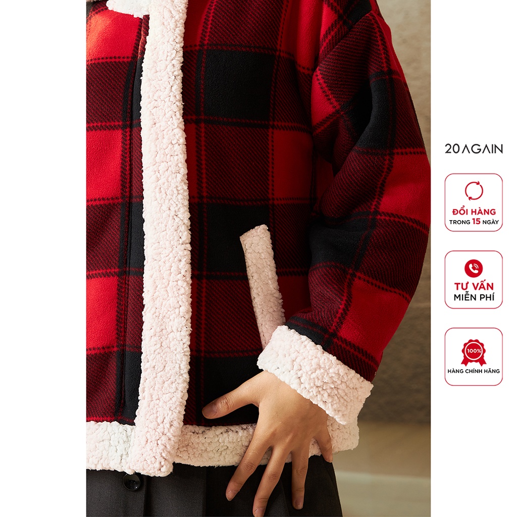 Áo khoác nữ xốp lông cừu 20AGAIN, kiểu dáng trẻ trung, ấm áp KDA1746 | BigBuy360 - bigbuy360.vn