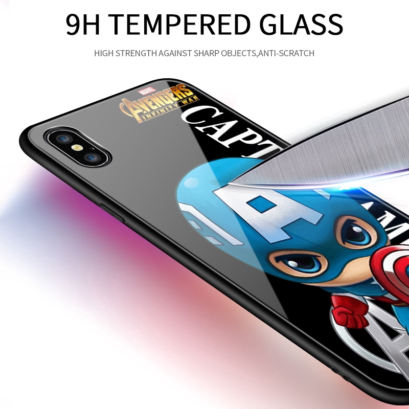 Ốp điện thoại mặt kính in hình Marvel cho IPhone 9 SE 2020 5 5S SE 2 6 6S 7 8 Plus