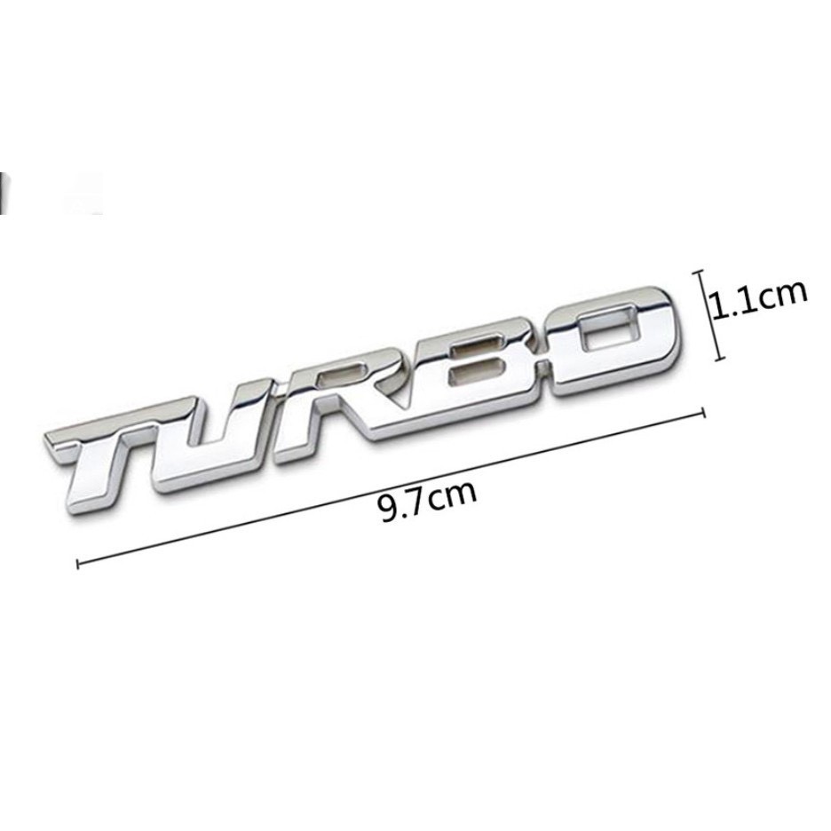 LOGO NỔI TURBO 3D KÍCH THƯỚC 9.7cm x 1.1cm - CHỮ TURBO DÙNG TRANG TRÍ XE HƠI, XE MÁ