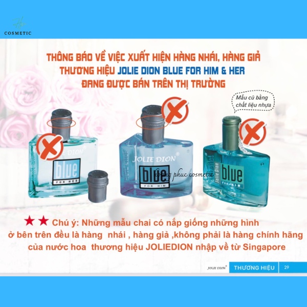 Nước hoa nam Blue chính hãng thơm lâu, sang trọng - Singapore - Jolie Dion-EDP 60ml