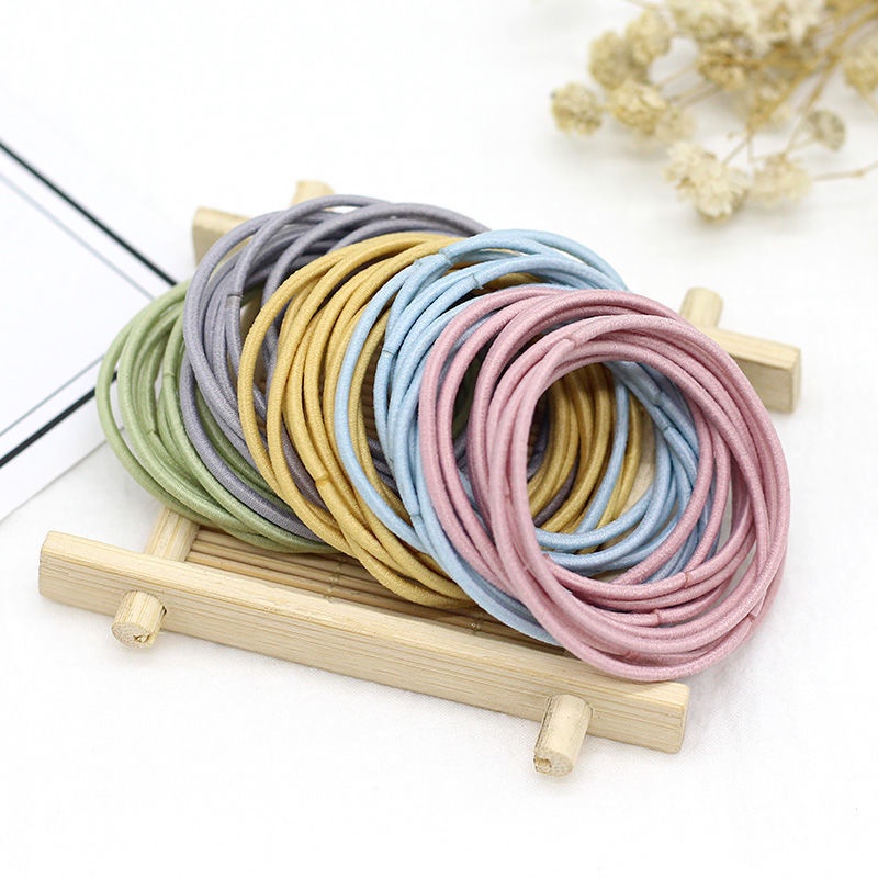 Túi 100 Dây Chun Buộc Tóc 4.6CM Màu Trơn Đơn Giản Cho Nữ