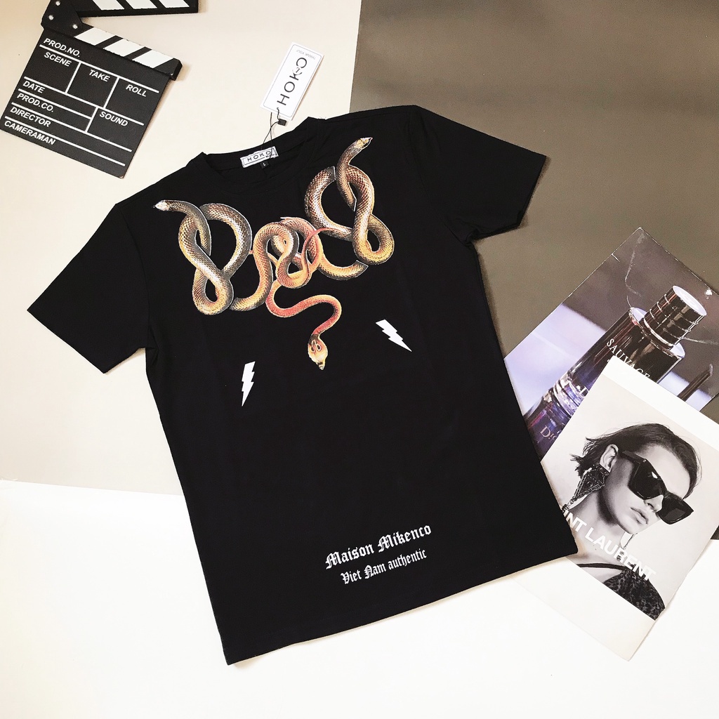 Áo thun tay lỡ Mikenco họa tiết rắn MOSSSHOP - Áo phông nam nữ unisex phong cách hàn quốc ulzzang form rộng 65kg