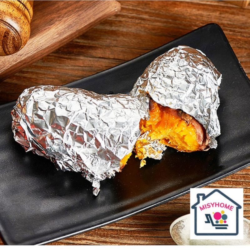 Giấy bạc nướng thịt BBQ cánh gà đùi gà khoai lang mật bọc đồ ăn gói thức ăn lót nồi chiên không dầu 30 45cm màng nhôm