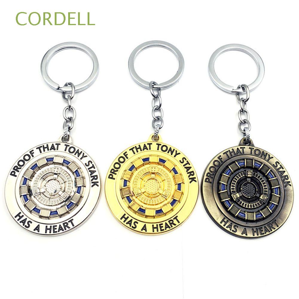 CORDELL Jewelry Collections Tony Stark Sign KeyRings Bag Pendant Action Figure Keyholder Marvel Avengers Keychains Fans Collection Props Super Hero Metal KeyRing Arc Reactor Special Key Holder Iron Man/Multicolor