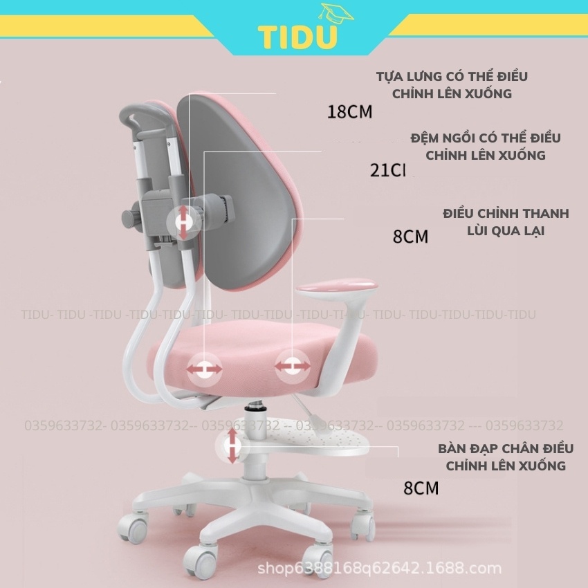 bộ ghế chống gù thông minh cho bé Tidu MQ5 ghế học sinh có thể điều chỉnh độ cao khóa bánh tự động