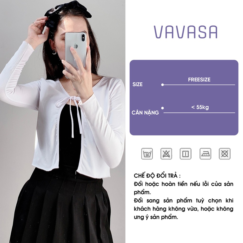 Áo croptop nữ tay dài kiểu ôm buộc 2 dây bigsize VAVASA thun body CT02 | WebRaoVat - webraovat.net.vn