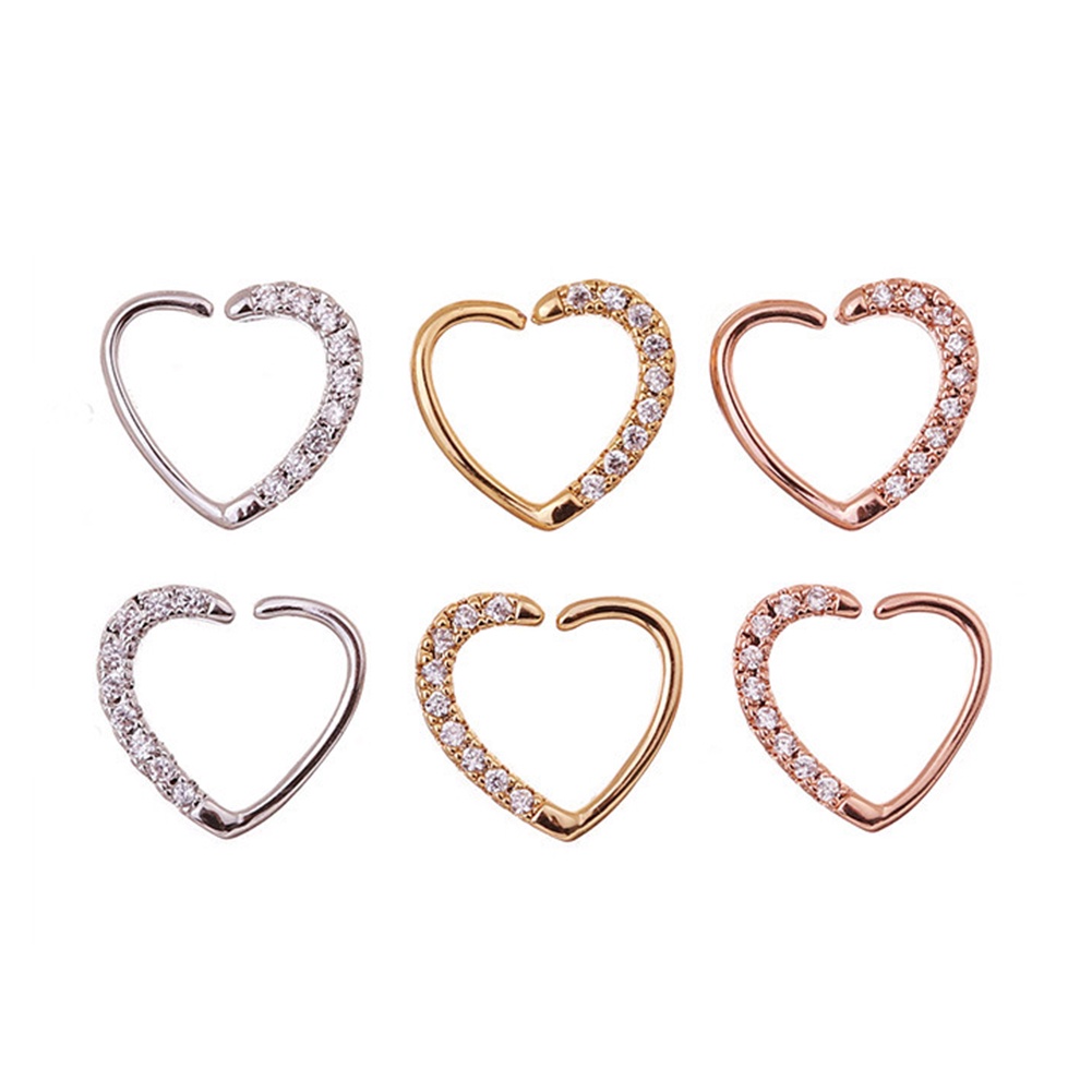Khuyên Kẹp Mũi Hình Trái Tim/Bướm Đính Đá Zircon Thời Trang Phổ Biến
