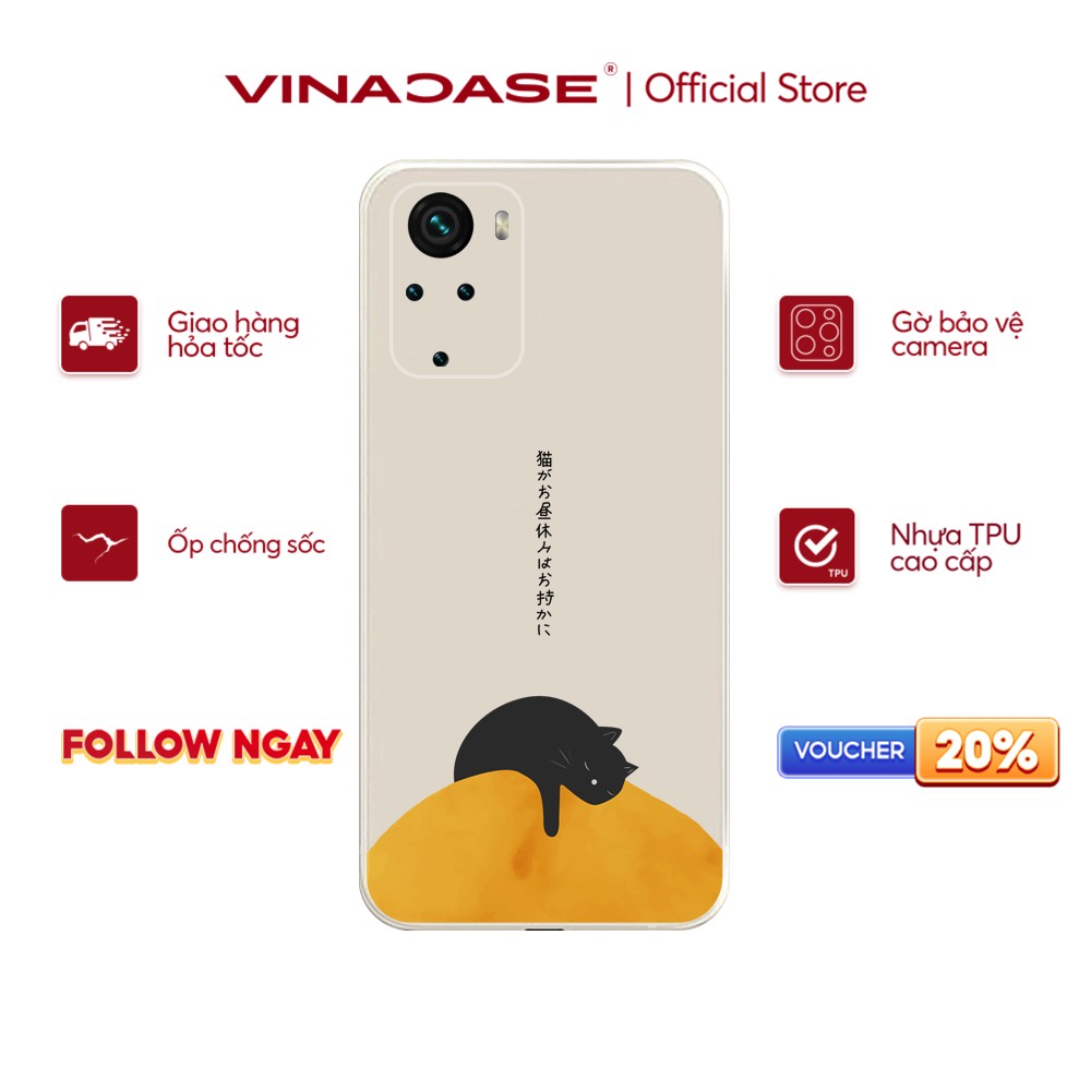 Ốp lưng Vina Case Xiaomi Redmi 10/Redmi 9T/Poco X3/....dẻo cạnh vuông bảo vệ camera hình Mèo lười