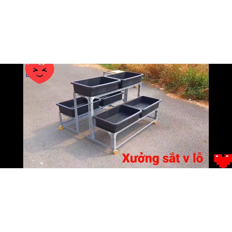 Kệ sắt v lỗ trồng rau Thông Minh 2 Tầng 6 khay  bao chắc 🥰