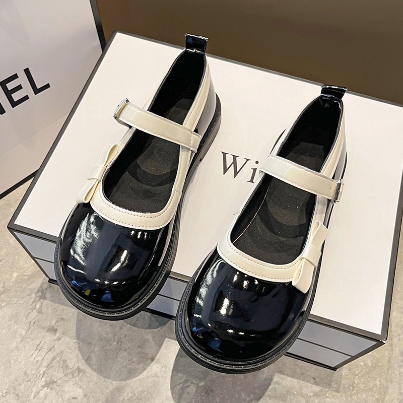 Giày IELGY chất liệu da đế dày phong cách Anh Quốc thời trang cho nữ