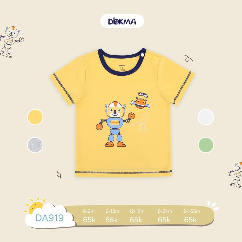 Dokma_ Áo cộc tay cài vai chất mềm mại cho bé