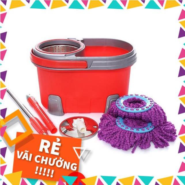 ( KIBO ) Bộ lau nhà 360 độ cao cấp xô lớn Gia Phú Magic Mop ( 2 bông lau - có bánh xe )