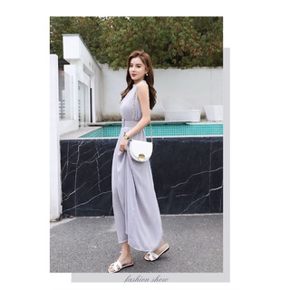 Đầm maxi xám kèm nịt