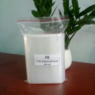 100g túi zip chỉ đỏ số 8 . túi zip chỉ đỏ cỡ 17*24cm