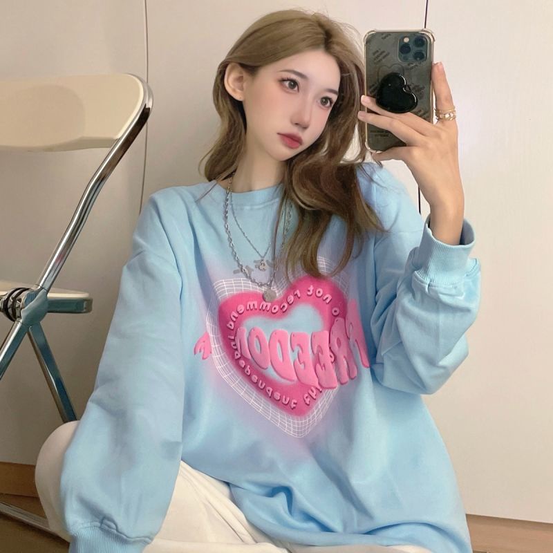 Jiashucheng Áo Sweatshirt Có Mũ Trùm Đầu Tay Dài In Chữ Feel Love Phong Cách Ngọt Ngào Thời Trang Mùa Thu Cho Nữ