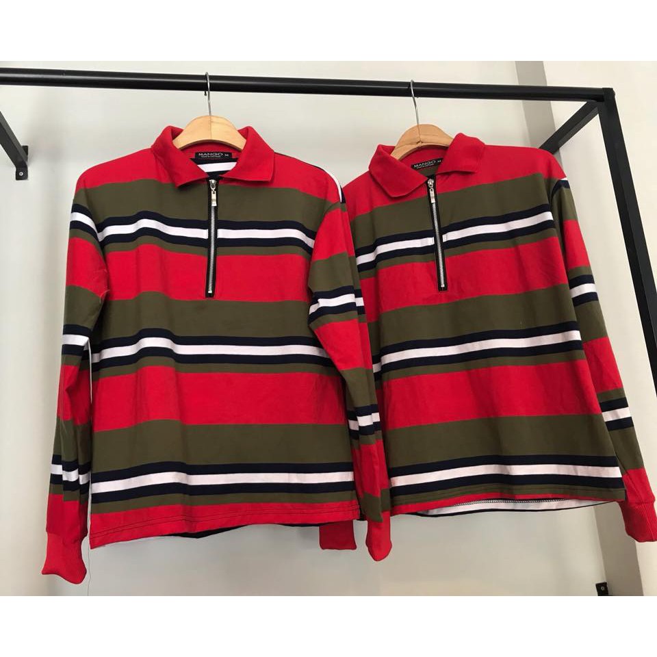 ÁO THUN SỌC TAY DÀI DÂY KÉO - ÁO POLO ZIP UNISEX - MM